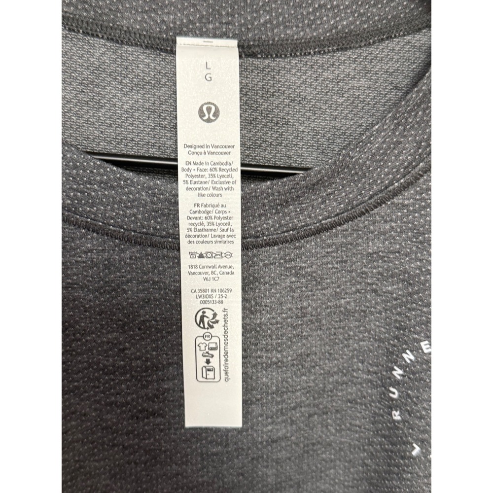 Lululemon Run Crew Graphic Mesh Short Sleeve Shirt Graphite Grey NWT Size L - Picture 4 of 7